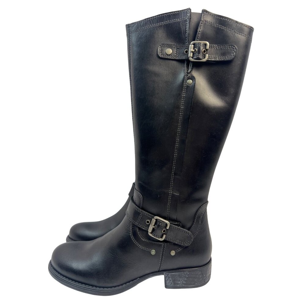 Eric Michael Women's Montana Tall‎ Boot Black Premium Leather Size 38